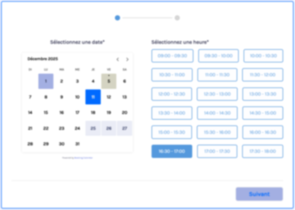 Agenda & Réservations booking calendar blur
